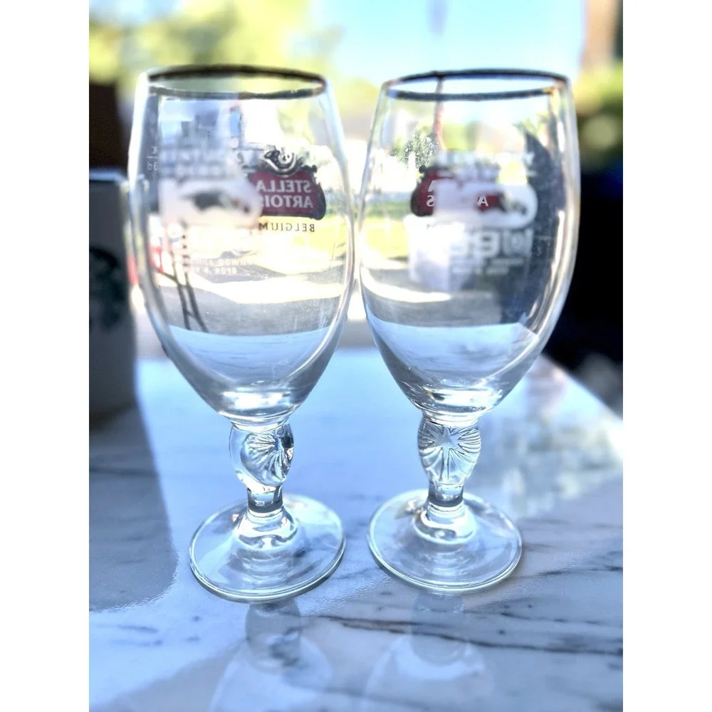 Lot Of 2 2013 Stella Artois Kentucky Derby 139th Commemorative Chalice Glass New